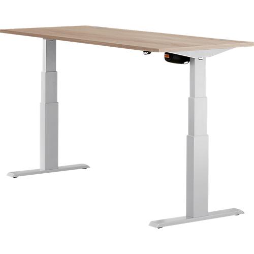 Schäfer Shop Select Schreibtisch ERGO-T, elektrisch höhenverstellbar, Rechteck, T-Fuß, B 1600 x T 800 x H 640-1300 mm, Eiche/weißaluminium