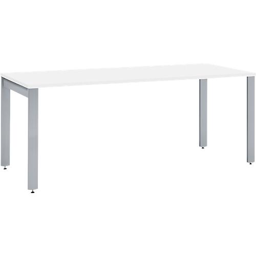 Schäfer Shop Select Schreibtisch LOGIN, 4-Fuß, B 1600 x T 800 x H 740 mm, weiß/weißalu