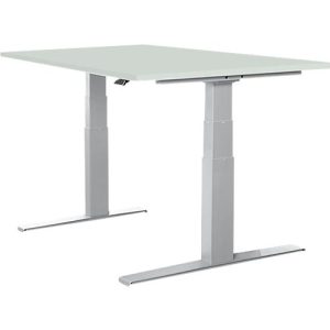 Schäfer Shop Select Schreibtisch LOGIN, elektrisch höhenverstellbar, Rechteck, T-Fuß, B 1200 x T 800 x H 645-1290 mm, lichtgrau/weißaluminium Schäfer Shop Select Schreibtisch LOGIN, elektrisch höhenverstellbar, Rechteck, T-Fuß, B 1200 x T 800 x H 645-1290 mm, lichtgrau/weißaluminium