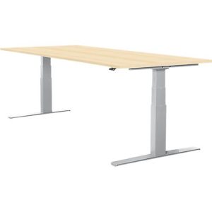 Schäfer Shop Select Schreibtisch LOGIN, elektrisch höhenverstellbar, Rechteck, T-Fuß, B 1800 x T 800 x H 645-1290 mm, Ahorn/weißaluminium Schäfer Shop Select Schreibtisch LOGIN, elektrisch höhenverstellbar, Rechteck, T-Fuß, B 1800 x T 800 x H 645-1290 mm, Ahorn/weißaluminium