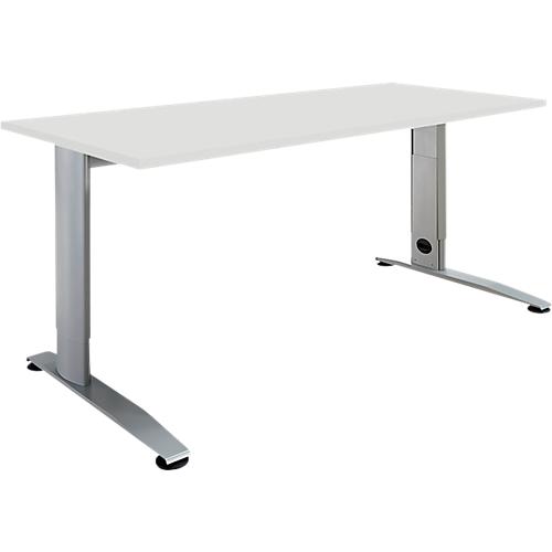 Schäfer Shop Select Schreibtisch LOGIN, manuell höheneinstellbar, C-Fuß, B 1200 x T 800 x H 660-820 mm, lichtgrau/weißalu