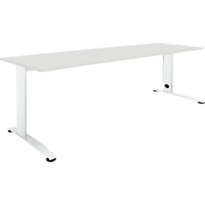 Schäfer Shop Select Schreibtisch LOGIN, manuell höheneinstellbar, C-Fuß, B 1600 x T 800 x H 660-820 mm, lichtgrau/verkehrsweiß Schäfer Shop Select Schreibtisch LOGIN, manuell höheneinstellbar, C-Fuß, B 1600 x T 800 x H 660-820 mm, lichtgrau/verkehrsweiß