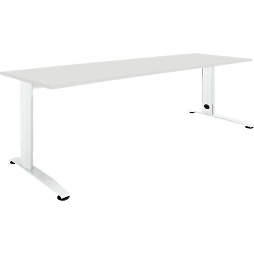 Schäfer Shop Select Schreibtisch LOGIN, manuell höheneinstellbar, C-Fuß, B 1600 x T 800 x H 660-820 mm, lichtgrau/verkehrsweiß