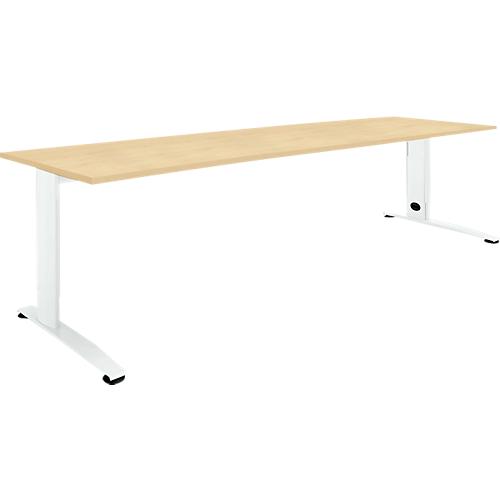 Schäfer Shop Select Schreibtisch LOGIN, manuell höheneinstellbar, C-Fuß, B 1800 x T 800 x H 660-820 mm, Ahorn/verkehrsweiß