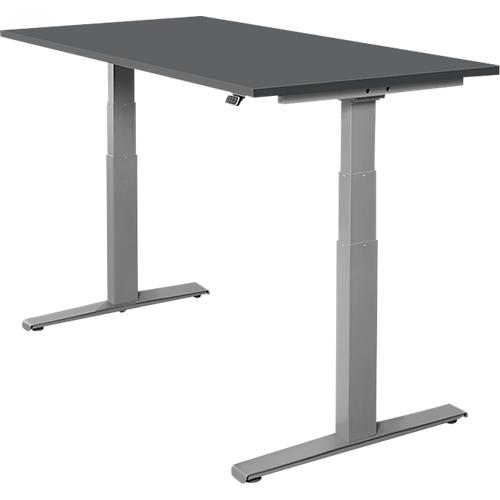 Schäfer Shop Select Schreibtisch SET UP, elektrisch höhenverstellbar, Rechteck, T-Fuß, B 1600 x T 800 x H 645-1290 mm, graphit/weißaluminium