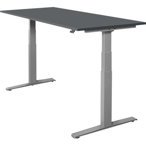 Schäfer Shop Select Schreibtisch SET UP, elektrisch höhenverstellbar, Rechteck, T-Fuß, B 1800 x T 800 x H 645-1290 mm, graphit/weißaluminium