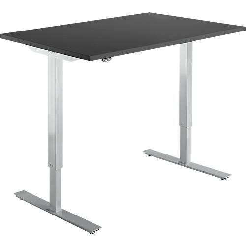 Schäfer Shop Select Schreibtisch Start Off, elektrisch höhenverstellbar, Rechteck, T-Fuß, B 1200 x T 800 x H 755-1255 mm, graphit/weißalu