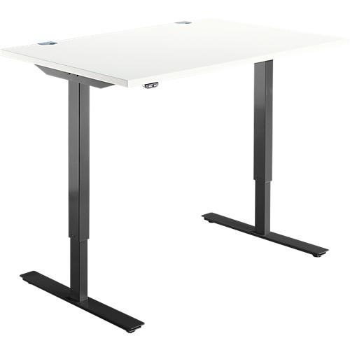 Schäfer Shop Select Schreibtisch Start Off, elektrisch höhenverstellbar, Rechteck, T-Fuß, B 1200 x T 800 x H 755-1255 mm, weiß/schwarz