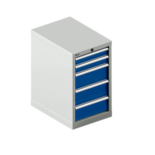 Schäfer Shop Select Schubladenschrank 18-27, 5 Schübe, bis 75 kg, B 411 x T 572 x H 700 mm, enzianblau/lichtgrau