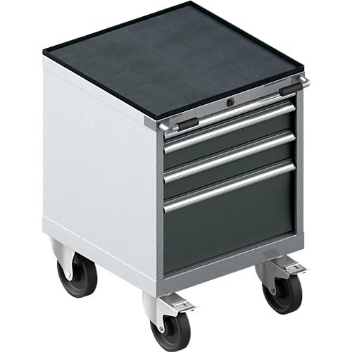 Schäfer Shop Select Schubladenschrank mit Rollen WSK 18-27, 4 Schübe, bis 75 kg, B 411 x T 572 x H 770 mm, anthrazitgrau/weißaluminium