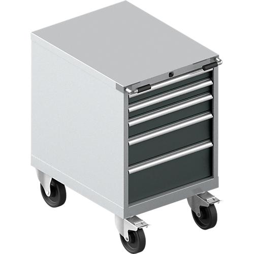 Schäfer Shop Select Schubladenschrank mit Rollen WSK 36-27, 5 Schübe, bis 200 kg, B 717 x T 572 x H 920 mm, weißaluminium/anthrazitgrau
