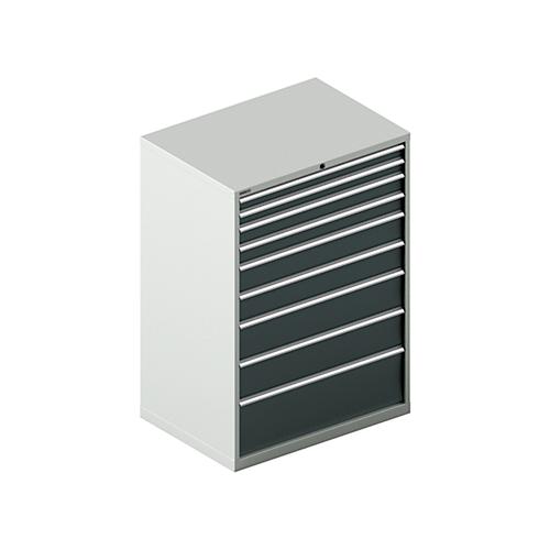 Schäfer Shop Select Schubladenschrank WSK 54-36, Stahl, 9 Schübe, bis 75 kg, B 1023 x T 725 x H 1450 mm, lichtgrau/anthrazitgrau