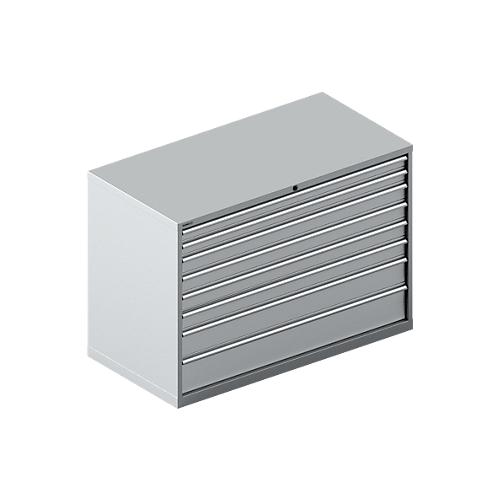 Schäfer Shop Select Schubladenschrank WSK 78–36 E, Stahl, 8 Schübe, 200 kg Traglast, B 1431 mm x T 725 mm x H 1000 mm, weißalu/weißalu