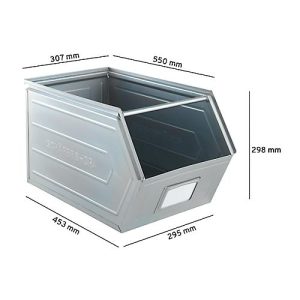 Schäfer Shop Select Sichtlagerkasten, mit Tragestab, L 550 x B 307 x H 298 mm, 40 l, 150 kg, Stahl, galvanisch verzinkt Schäfer Shop Select Sichtlagerkasten, mit Tragestab, L 550 x B 307 x H 298 mm, 40 l, 150 kg, Stahl, galvanisch verzinkt