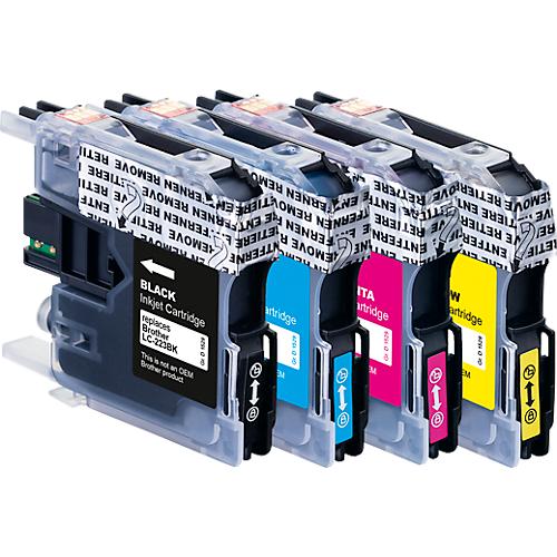 Schäfer Shop Select Tintenpatronen, ersetzt Brother LC-223 Value Pack CMYK (LC-223VALBP), Mixpack, schwarz, cyan, gelb, magenta