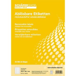 Schäfer Shop Select Universal-Etiketten, wiederablösbar, 63,5 x 38,1 mm, 525 Stück Schäfer Shop Select Universal-Etiketten, wiederablösbar, 63,5 x 38,1 mm, 525 Stück