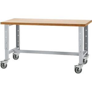 Schäfer Shop Select Werkbank, fahrbar, höhenverstellbar, B 1500 x T 700 x H 676-888 mm, weißaluminium RAL 9006 Schäfer Shop Select Werkbank, fahrbar, höhenverstellbar, B 1500 x T 700 x H 676-888 mm, weißaluminium RAL 9006
