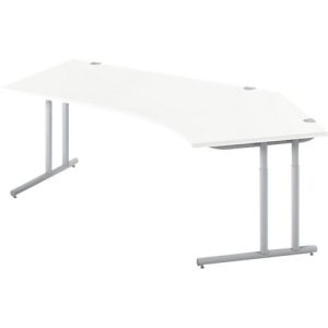 Schäfer Shop Select Winkelschreibtisch COMBITEC, 135° Winkel rechts, C-Fuß, B 2165 x T 800/800 x H 677-817 mm, weiß/weißalu Schäfer Shop Select Winkelschreibtisch COMBITEC, 135° Winkel rechts, C-Fuß, B 2165 x T 800/800 x H 677-817 mm, weiß/weißalu