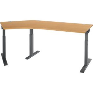 Schäfer Shop Select Winkelschreibtisch ERGO-T 2.0, 135° Winkel, Ansatz links, T-Fuß, B 2165 x T 800 x H 675-895 mm, Buche/anthrazit Schäfer Shop Select Winkelschreibtisch ERGO-T 2.0, 135° Winkel, Ansatz links, T-Fuß, B 2165 x T 800 x H 675-895 mm, Buche/anthrazit