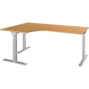 Schäfer Shop Select Winkelschreibtisch ERGO-T 2.0, 90° Winkel, Ansatz links, T-Fuß, B 2000 x T 1200/800 x H 675-895 mm, Buche/weißalu Schäfer Shop Select Winkelschreibtisch ERGO-T 2.0, 90° Winkel, Ansatz links, T-Fuß, B 2000 x T 1200/800 x H 675-895 mm, Buche/weißalu