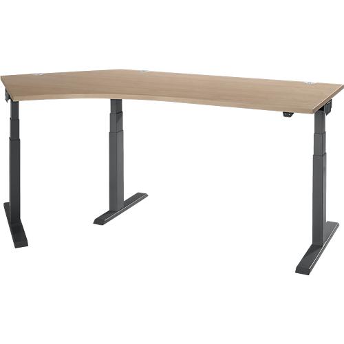 Schäfer Shop Select Winkelschreibtisch ERGO-T 2.0, elektrisch höhenverstellbar, 135° Winkel links, T-Fuß, B 2000 mm, Eiche/anthrazit