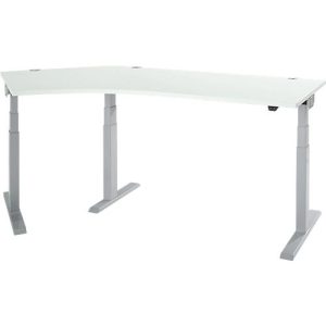 Schäfer Shop Select Winkelschreibtisch ERGO-T 2.0, elektrisch höhenverstellbar, 135° Winkel links, T-Fuß, B 2000 mm, lichtgrau/weißalu Schäfer Shop Select Winkelschreibtisch ERGO-T 2.0, elektrisch höhenverstellbar, 135° Winkel links, T-Fuß, B 2000 mm, lichtgrau/weißalu