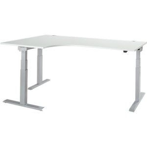 Schäfer Shop Select Winkelschreibtisch ERGO-T 2.0, elektrisch höhenverstellbar, 90° Winkel links, T-Fuß, B 2000 mm, lichtgrau/weißalu Schäfer Shop Select Winkelschreibtisch ERGO-T 2.0, elektrisch höhenverstellbar, 90° Winkel links, T-Fuß, B 2000 mm, lichtgrau/weißalu
