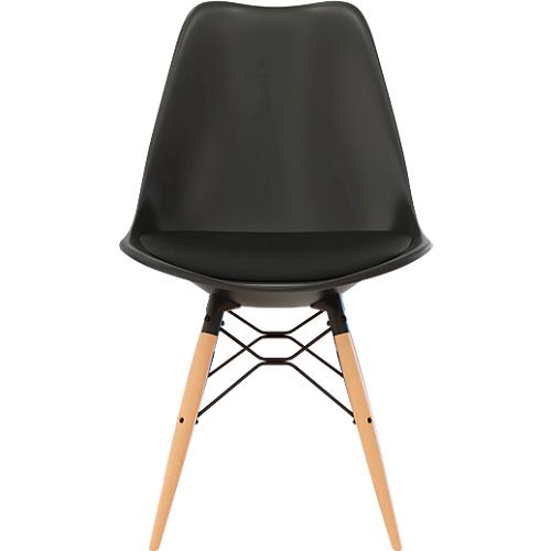Schalenstuhl DOGEWOOD, Kunststoff, mit Holzbeinen, Sitzkissen, 2Stk. schwarz