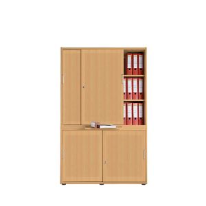 Schiebetürenschrank, Akustikfront, B 1200 mm, 5 OH, Buche-Dekor Schiebetürenschrank, Akustikfront, B 1200 mm, 5 OH, Buche-Dekor
