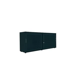 Schiebetürenschrank, Akustikfront, B 1600 mm, 2 OH, graphit Schiebetürenschrank, Akustikfront, B 1600 mm, 2 OH, graphit