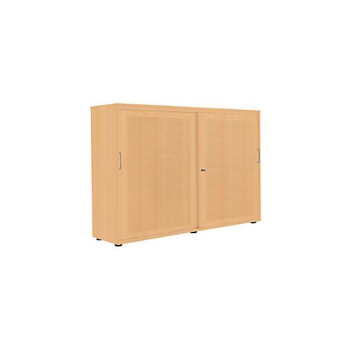 Schiebetürenschrank, Akustikfront, B 1600 mm, 3 OH, Buche-Dekor