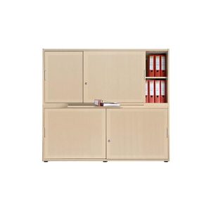 Schiebetürenschrank, Akustikfront, B 1600 mm, 4 OH, Ahorn-Dekor Schiebetürenschrank, Akustikfront, B 1600 mm, 4 OH, Ahorn-Dekor