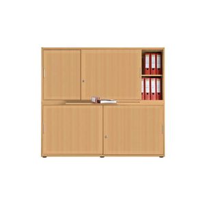Schiebetürenschrank, Akustikfront, B 1600 mm, 4 OH, Buche-Dekor Schiebetürenschrank, Akustikfront, B 1600 mm, 4 OH, Buche-Dekor