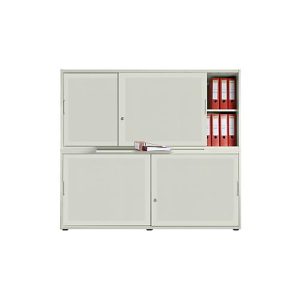Schiebetürenschrank, Akustikfront, B 1600 mm, 4 OH, lichtgrau Schiebetürenschrank, Akustikfront, B 1600 mm, 4 OH, lichtgrau