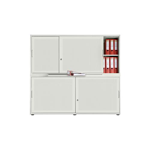 Schiebetürenschrank, Akustikfront, B 1600 mm, 4 OH, weiß