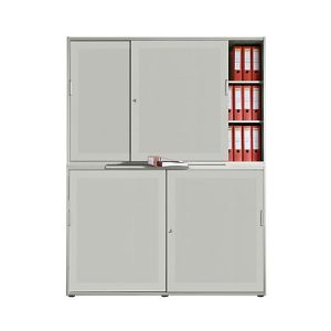 Schiebetürenschrank, Akustikfront, B 1600 mm, 6 OH, silber Schiebetürenschrank, Akustikfront, B 1600 mm, 6 OH, silber