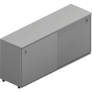 Schiebetürenschrank ARLON OFFICE, 2 Fächer, abschließbar, Muschelgriffe, B 1600 x T 450 x H 730 mm, grau Schiebetürenschrank ARLON OFFICE, 2 Fächer, abschließbar, Muschelgriffe, B 1600 x T 450 x H 730 mm, grau
