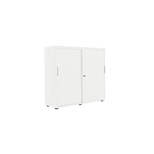 Schiebetürenschrank, B 1200 mm, 3 OH, weiß