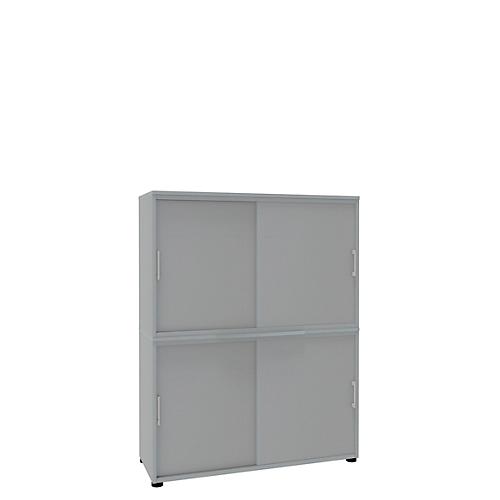 Schiebetürenschrank, B 1200 mm, 4 OH, lichtgrau