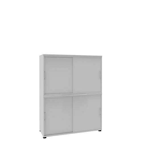 Schiebetürenschrank, B 1200 mm, 4 OH, weiß