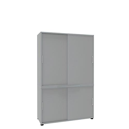 Schiebetürenschrank, B 1200 mm, 5 OH, lichtgrau
