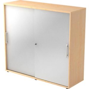 Schiebetürenschrank JENA, 3 OH, Front silber, B 1200 x T 400 x H 1100 mm, Ahorn-Dekor Schiebetürenschrank JENA, 3 OH, Front silber, B 1200 x T 400 x H 1100 mm, Ahorn-Dekor
