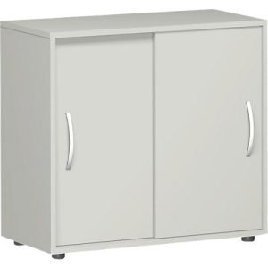 Schiebetürenschrank PALENQUE, 2 OH, B 800 x T 400 x H 752 mm, lichtgrau Schiebetürenschrank PALENQUE, 2 OH, B 800 x T 400 x H 752 mm, lichtgrau