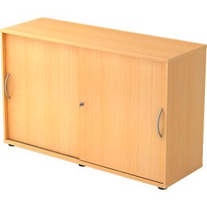 Schiebetürenschrank TARA, 2 Ordnerhöhen, B 1200 x T 400 x H 748 mm, abschließ- & stapelbar, Buche-Dekor Schiebetürenschrank TARA, 2 Ordnerhöhen, B 1200 x T 400 x H 748 mm, abschließ- & stapelbar, Buche-Dekor