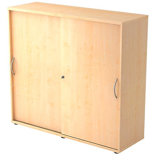 Schiebetürenschrank TARA, 3 Ordnerhöhen, B 1200 x T 400 x H 1180 mm, abschließ- & stapelbar, Ahorn-Dekor