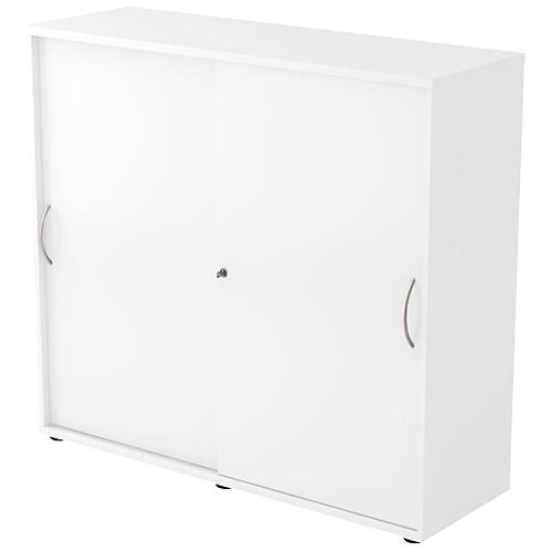 Schiebetürenschrank TARA, 3 Ordnerhöhen, B 1200 x T 400 x H 1180 mm, abschließ- & stapelbar, weiß