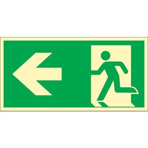Schild Rettungsweg, linksweisend, HLK