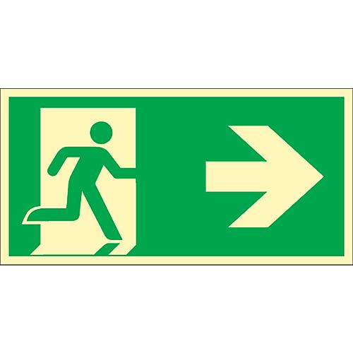Schild Rettungsweg, rechtsweisend, HLK