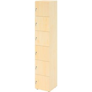 Schließfachschrank Topas Line, 6 Ordnerhöhen, 6 Fächer, Zylinderschloss, B 400 x T 420 x H 2156 mm, Ahorn/Ahorn Schließfachschrank Topas Line, 6 Ordnerhöhen, 6 Fächer, Zylinderschloss, B 400 x T 420 x H 2156 mm, Ahorn/Ahorn