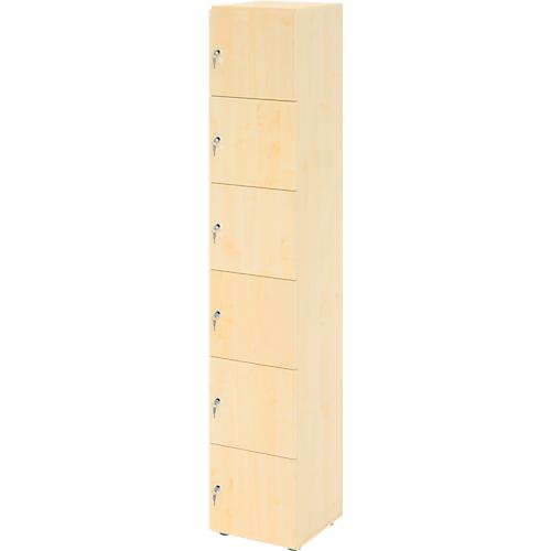 Schließfachschrank Topas Line, 6 Ordnerhöhen, 6 Fächer, Zylinderschloss, B 400 x T 420 x H 2156 mm, Ahorn/Ahorn